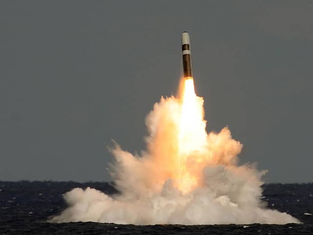 A still image taken from video of the missile firing from HMS Vigilant, which fired an unarmed Trident II (D5) ballistic missile. Picture: Lockheed Martin/PA Wire