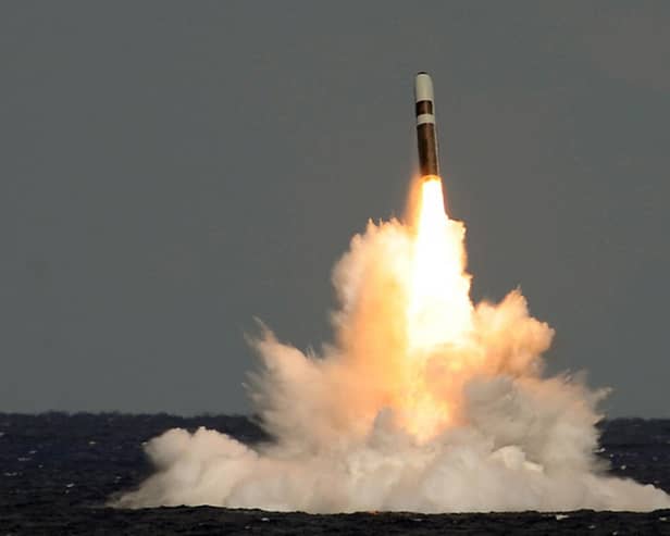 A still image taken from video of the missile firing from HMS Vigilant, which fired an unarmed Trident II (D5) ballistic missile. Picture: Lockheed Martin/PA Wire