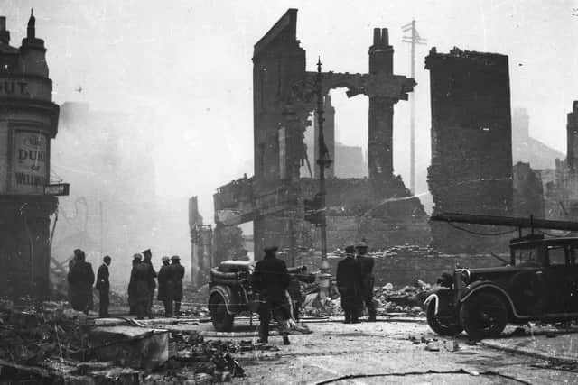 Portsmouth blitz January 10, 1940 - damage at Hyde Park Road and Russell Street