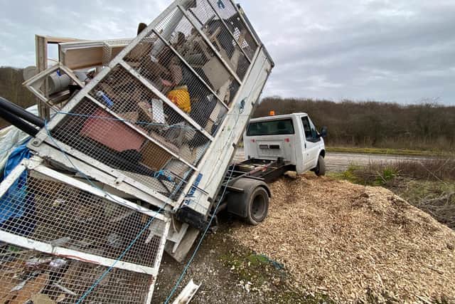 Suspected fly-tipping truck stuck at Queen Elizabeth Country Park