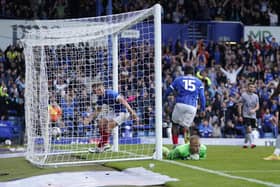 Kusini Yengi levels for Pompey against Bristol Rovers today. Pic: Jason Brown