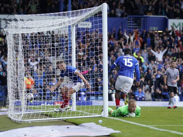Kusini Yengi levels for Pompey against Bristol Rovers today. Pic: Jason Brown