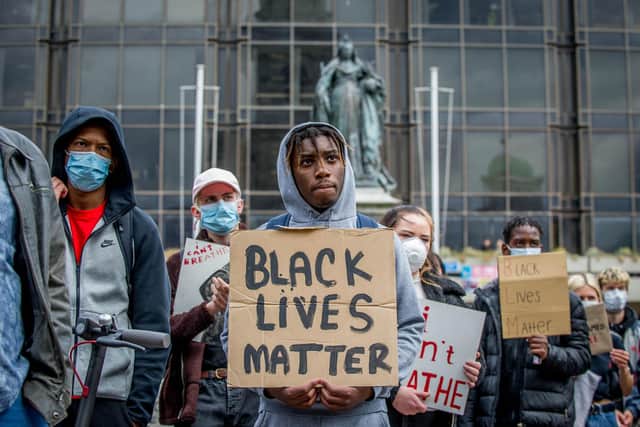 Demonstrators at Portsmouth Guildhall for Black Lives Matter on June 4, 2020. Picture: Habibur Rahman