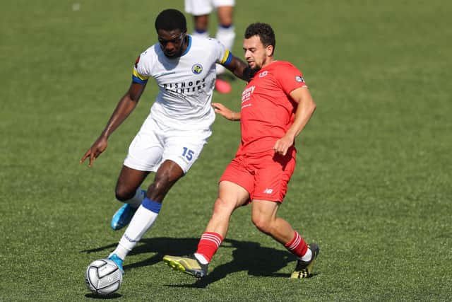 Hawks loanee Manny Adebowale in action on his debut against Welling. Picture: Dave Haines.