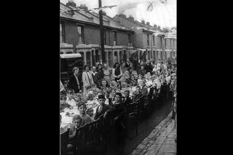 A street party in Jervis Road, Stamshaw, Portsmouth, celebrating the end of the Second World War