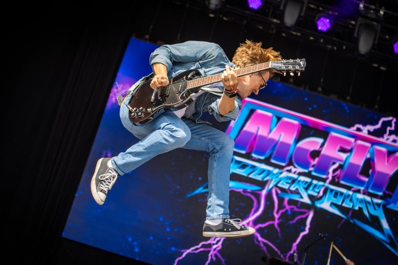 McFly were the surprise artist to perform on the Castle Stage on Saturday afternoon to a packed crowd.
Pictured - McFly
Photos by Alex Shute