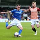 Chesterfield's Liam Mandeville tries to get the better of Jack Sparkes. Picture: Nigel French/PA Wire