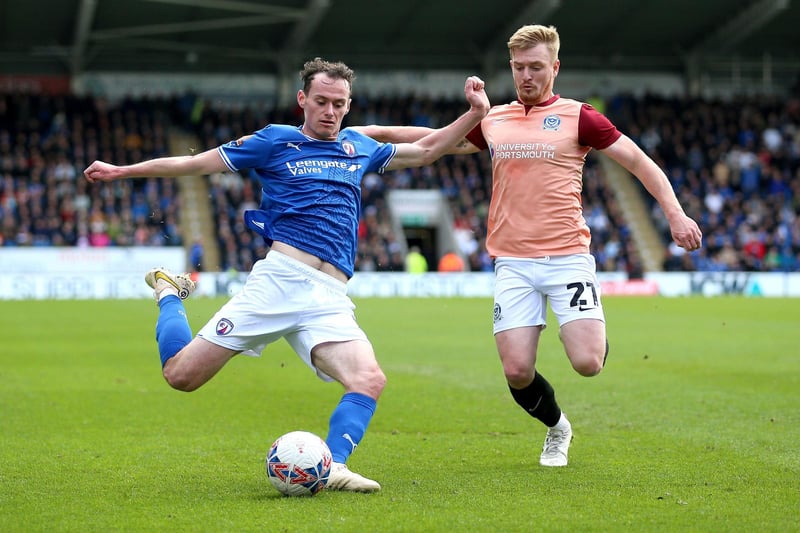 Chesterfield's Liam Mandeville tries to get the better of Jack Sparkes. Picture: Nigel French/PA Wire