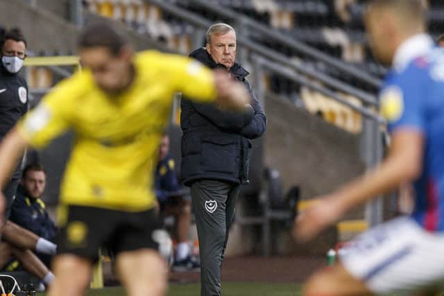 Pompey manager Kenny Jackett yesterday's action from the sidelines.  Picture: Daniel Chesterton/phcimages.com