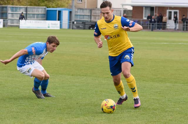Harry Medway, right, in action for Gosport Borough in 2018/19. Picture: Duncan Shepherd