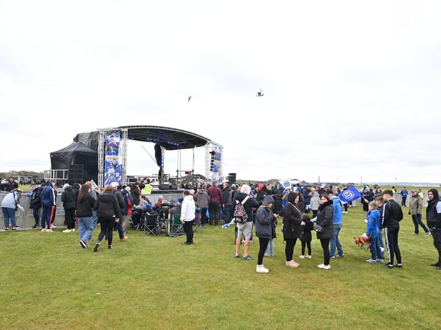 Pompey F.C football fans have been flocking to Southsea Common for the League One celebrations which have been organised by Portsmouth City Council. Picture Credit: Keith Woodland