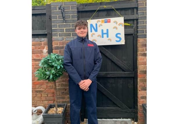 Nathan Anderson, 14 from Gosport, has been raising money by riding 8 miles on his bike each day for the NHS while representing the Fire Cadets