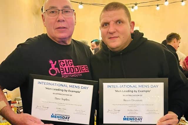 Reece and Dave with their awards.