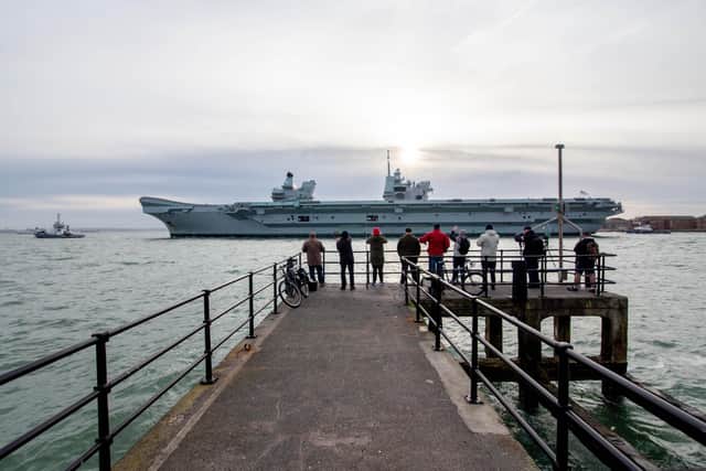 Crowds gather to watch HMS Queen Elizabeth leave Portsmouth

Picture: Habibur Rahman