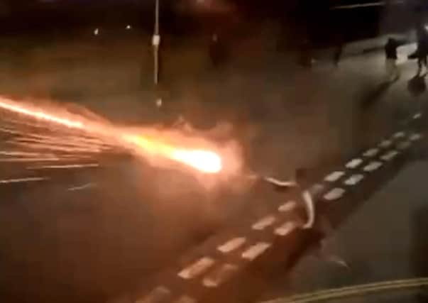 Yobs setting off fireworks in Greetham Street, Southsea, near residential properties and the city's railway line on Wednesday, October 28. Picture: 3rd party