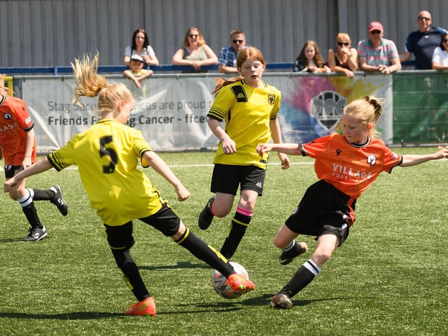 Girls' football action from the Havant & Waterlooville Summer Tournament. Picture: Keith Woodland (030621-131)