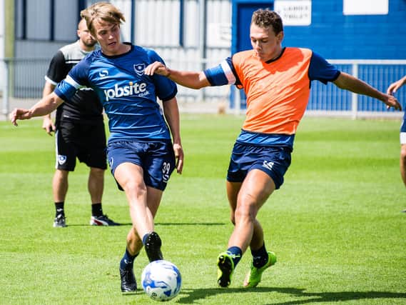 Snorre Nilsen challenges Kal Naismith during the pre-match warm-up at the Hawks in July 2015. Picture: Colin Farmery