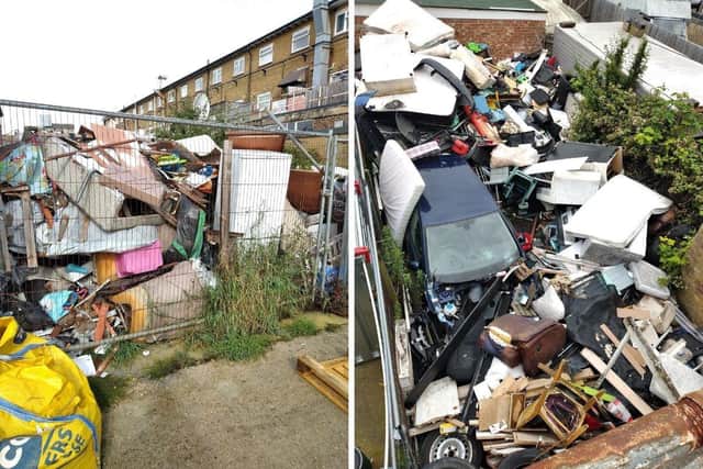 Backyards filled with rubbish.