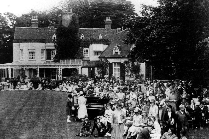 Garden party at Wymering Manor, Wymering, Portsmouth, in the 1920's.
Wymering Manor is definitely at the top of the list of the most haunted places in Hampshire.