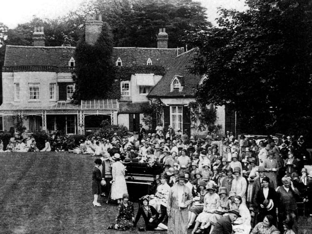 Garden party at Wymering Manor, Wymering, Portsmouth, in the 1920's. Wymering Manor is definitely at the top of the list of the most haunted places in Hampshire.