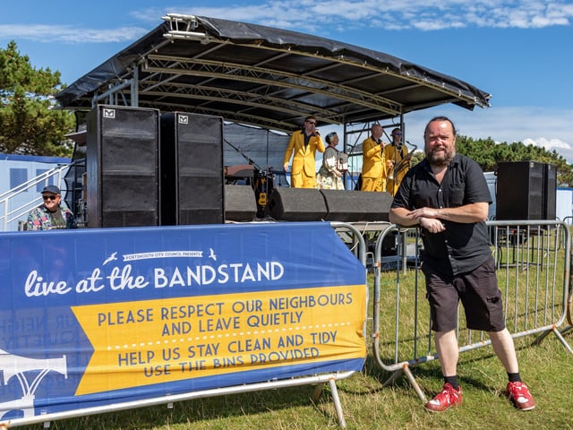 Pompey legend Carl Wood (DJ Lemon) provided DJ support for the Jive Aces at the Bandstand. Picture: Mike Cooter (210724)