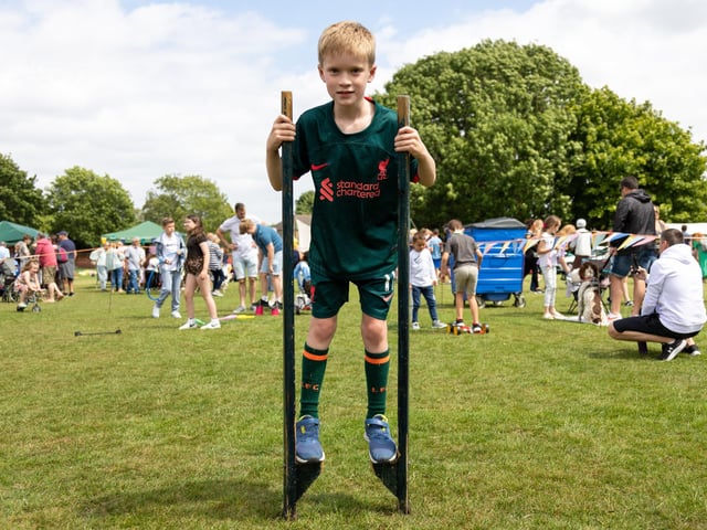 Ben Firbank, 8 tried out the stilts