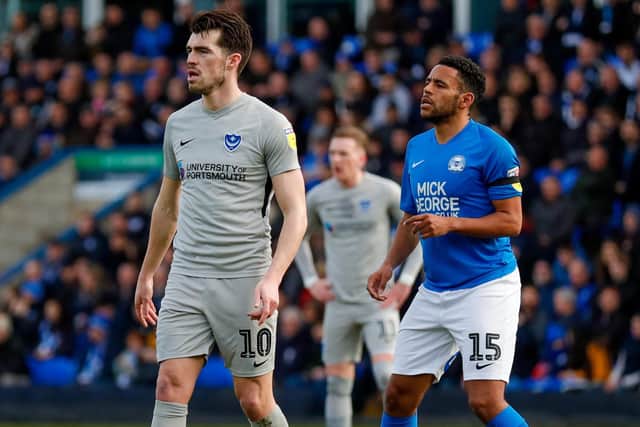 Nathan Thompson, right, in action against Pompey last season.
