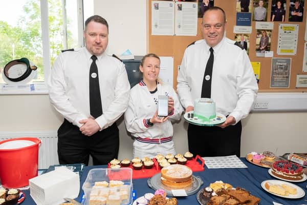 A coffee morning was held in the Chaplaincy at HMS Collingwood with cakes and raffle tickets for sale in aid of Mental Health Awareness week.
Three of the event's organisers: (L-R) WO Mark Gower, LPT Holly Cole and CPO Andy Gibbs. Picture by Keith Woodland, Crown Copyright