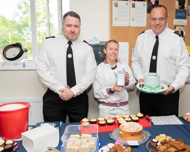 A coffee morning was held in the Chaplaincy at HMS Collingwood with cakes and raffle tickets for sale in aid of Mental Health Awareness week.
Three of the event's organisers: (L-R) WO Mark Gower, LPT Holly Cole and CPO Andy Gibbs. Picture by Keith Woodland, Crown Copyright