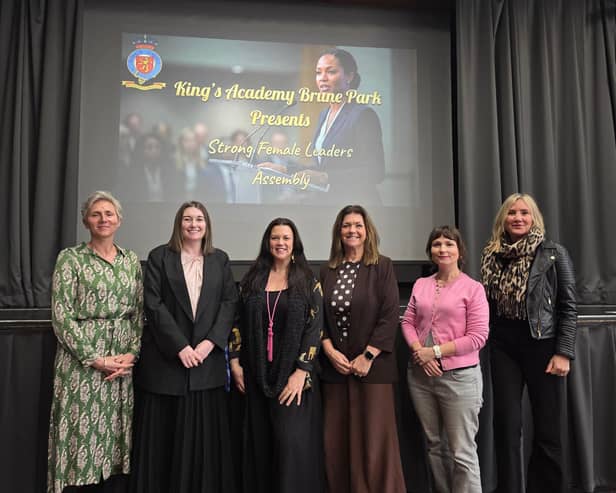 In the group picture from left to right: Sarah Brinkley, Kerry Payne, Annelies James, Eleanor Hawkridge, Adele Deasy and Dame Caroline Dinenage.