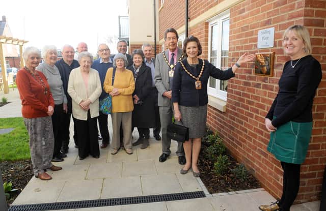 A plaque was unveiled by the Mayor of Havant Diana Patrick at McCarthy and Stone retirement development Shilling Place in Purbrook, on Monday, March 9. The plaque will commemorate locally born Beatrice 'Tilly' Shilling, who the development is named after.

Pictured is: The Mayor of Havant Diana Patrick and her consort James Spencer, with residents and (right) Gail Close, house manager.

Picture: Sarah Standing (090320-6666)