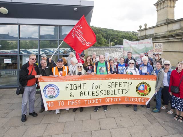 Demonstrations at planned train station ticket office closures have taken place across the country