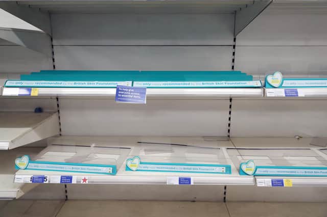 Empty shelves for nappies are seen inside a Tesco supermarket on March 18, 2020 in Southampton, United Kingdom.(Photo by Naomi Baker/Getty Images)