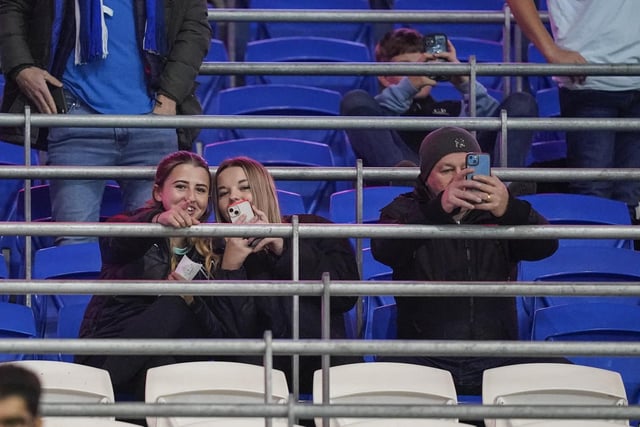 Enjoying the occasion before things unravelled at Cardiff in the first half.