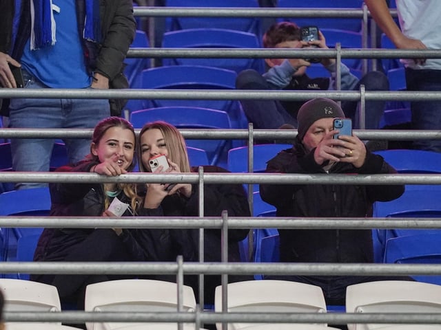 Enjoying the occasion before things unravelled at Cardiff in the first half.