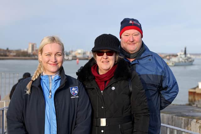 Waiting to wave the frigate home at the top of the Round Tower. Picture: Royal Navy