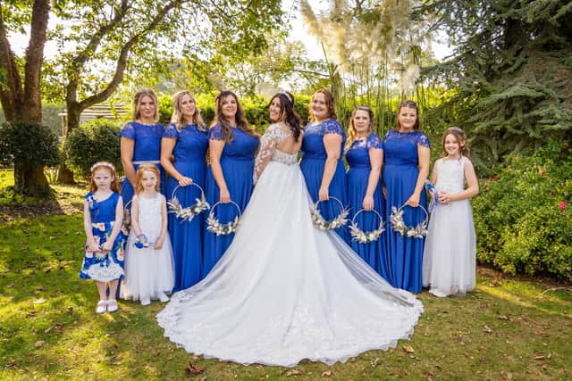 Jemma Wainwright with bridesmaids. 
Picture: Carla Mortimer Wedding Photography.
