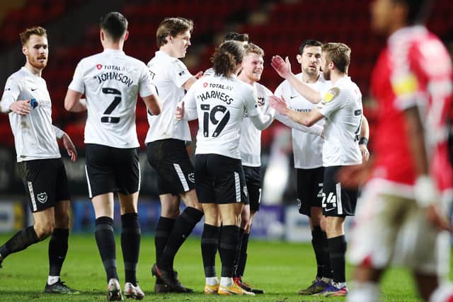 Pompey celebrate at Charlton tonight