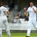 Kyle Abbott took four wickets on a weather-shortened first day at Scarborough. Photo by Harry Trump/Getty Images