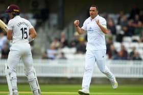 Kyle Abbott took four wickets on a weather-shortened first day at Scarborough. Photo by Harry Trump/Getty Images