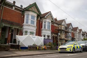 The scene in Wadham Road, North End, following the murder of Samantha Murphy