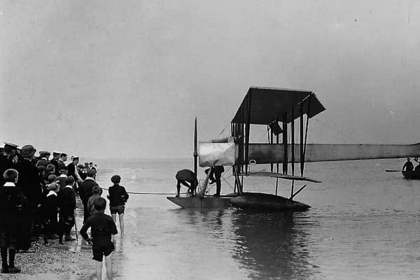 Hydroplane (seaplane) off Eastney beach 1919.  Believe it or not, just 25 years after this photograph was taken there were jet aircraft flying the worlds skies. Picture: Barry Cox collection.