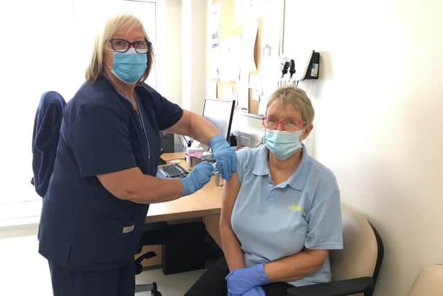 Patient getting a flu vaccination