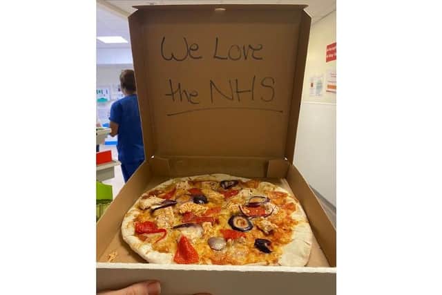 Staff from Four London Road restaurant in Horndean delivered more than 50 pizzas to NHS workers at Queen Alexandra Hospital in Cosham with heartwarming messages to keep their spirits up during coronavirus