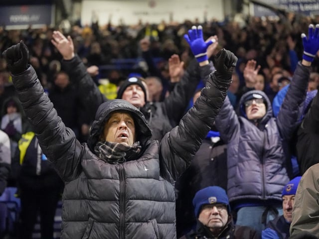 The 20,415 fans packed into Fratton Park had to wrap up warm for the game.