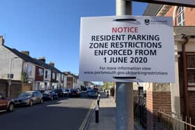 Parking zone charges were reintroduced on June 1. Sign pictured in the resident parking zone in Francis Avenue, Southsea. Picture: Ben Fishwick