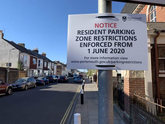 Parking zone charges were reintroduced on June 1. Sign pictured in the resident parking zone in Francis Avenue, Southsea. Picture: Ben Fishwick