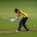 Essex's Ben Allison is bowled by Brad Wheal. Photo by Mike Hewitt/Getty Images.