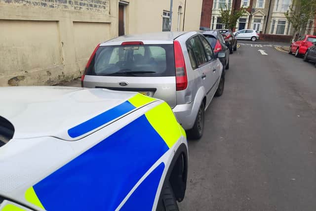 Officers pulled up to the grey Ford, in London Road, as it looked overweight. Picture: Hampshire Roads Policing Unit.