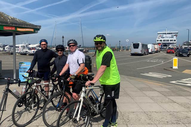 Four of the participants taking part in the 4 Ferry Challenge. From left to right: Andy Lunn, Arthur Hallam, Jason Norum and Matt Ward.